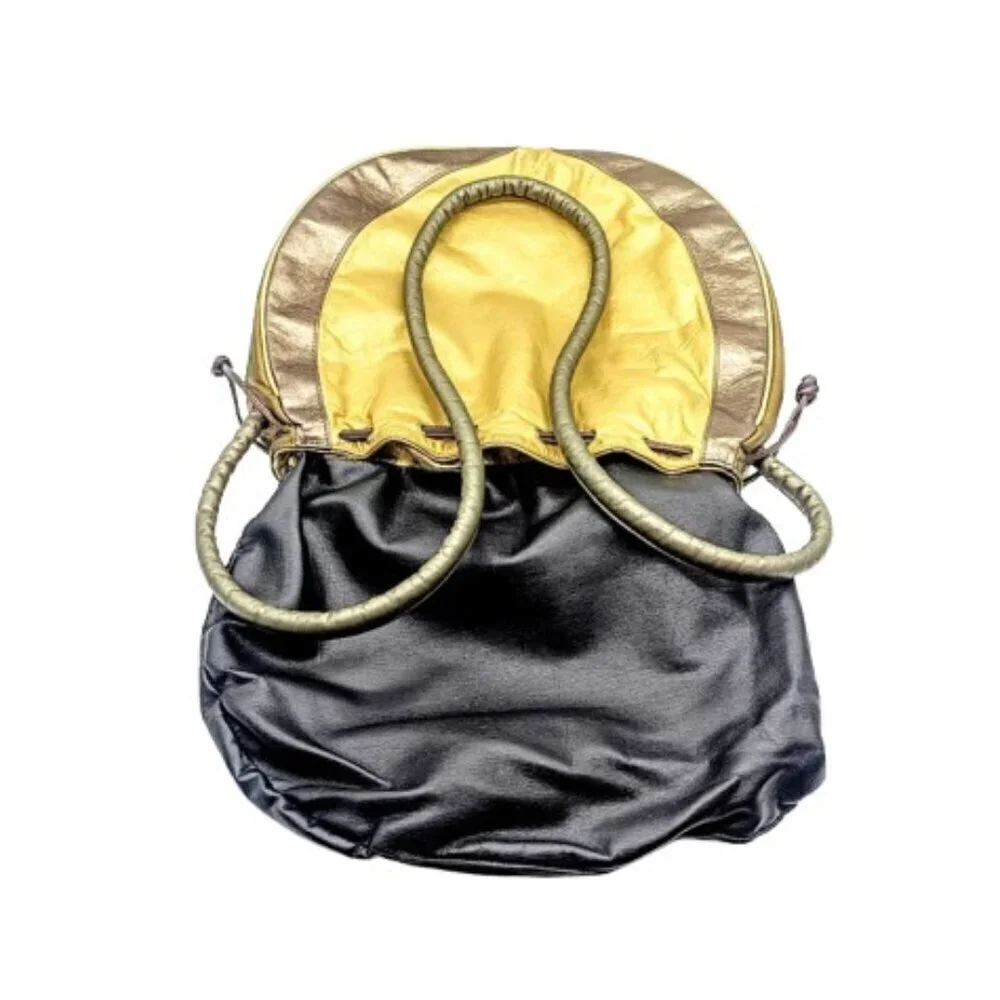 Vintage Judi Simon USA Tri-Color Metallic Leather Hobo Bag